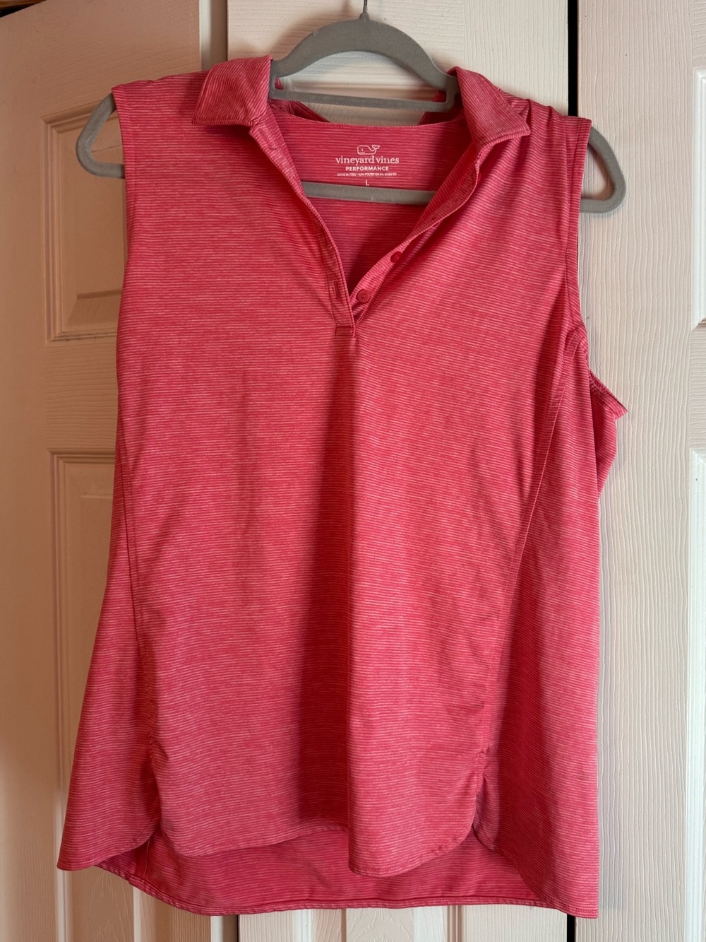 Vineyard Vines Performance Coral-Pink Sleeveless Polo Tank